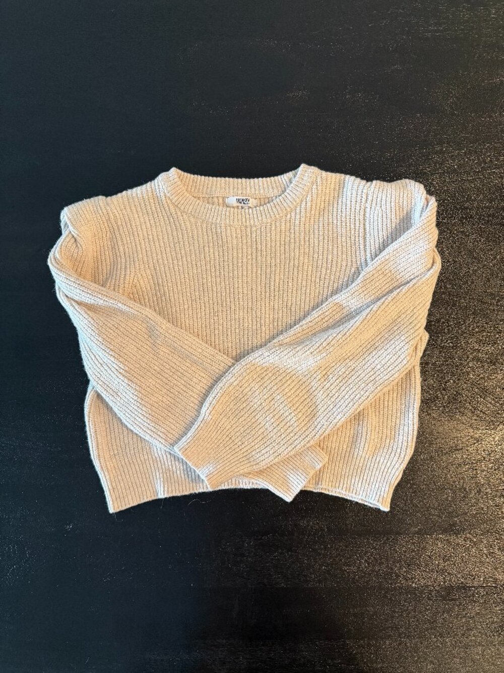BB Dakota Steve Madden Cropped Sweater Cream Ribbed Size L